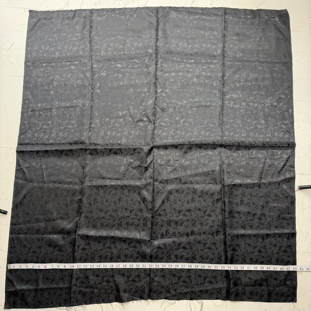 Black‎ Rose Floral Jacquard Fabric Woven Tone-on-Tone 45x48 1.3 Yards